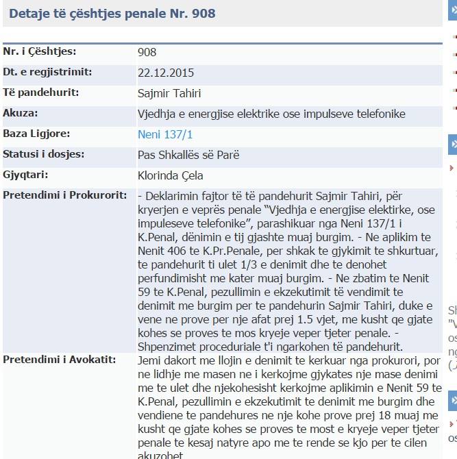 Sajmir Tahiri dënohet me 6 muaj burg për vjedhje të energjisë elektrike