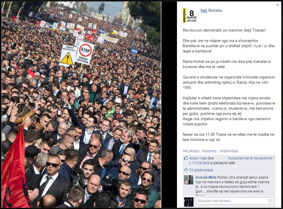 SALI BERISHA/ Nesër ne ora 11:00 Tirana në revoltën më të madhe në historinë e saj!