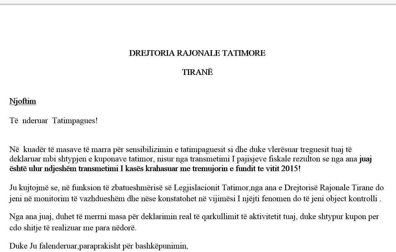 Tatimet u kërkojnë llogari bizneseve, “Pse ju është ulur xhiro?”; Priten aksione në terren