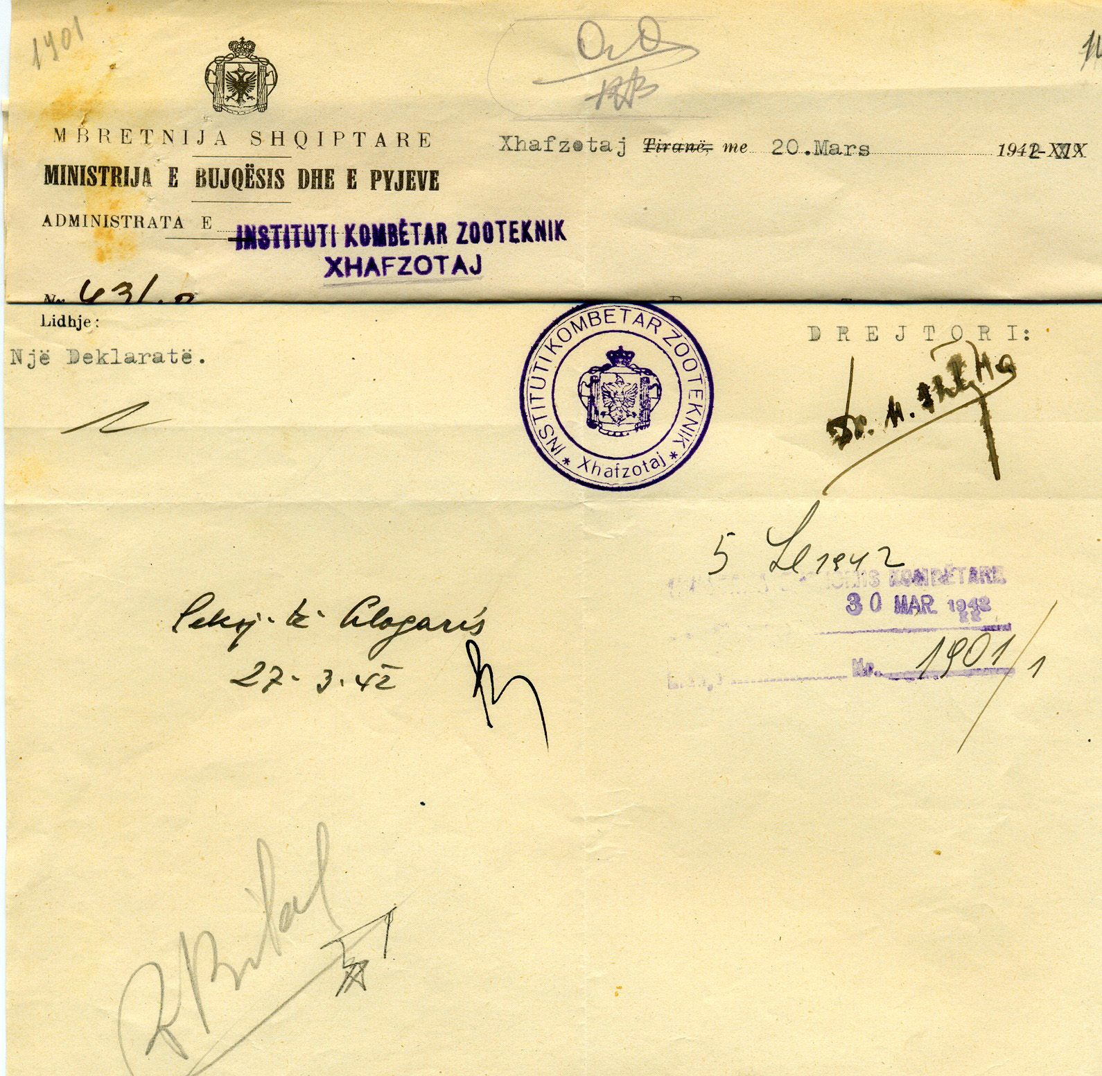 FOTO DOKUMENT/ Drejtor në kohën e Mbretërisë, ministër në kohën  e qeverisë “antifashiste”