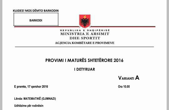 FOTO SKANDAL/ Nesër maturantët provim matematikën, teza bëhet publike që sot