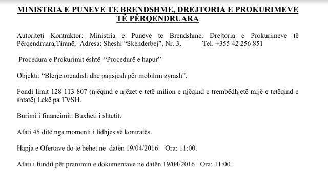 Saje qorri 1.3 miliardë lekë për orenditë e zyrës së tij