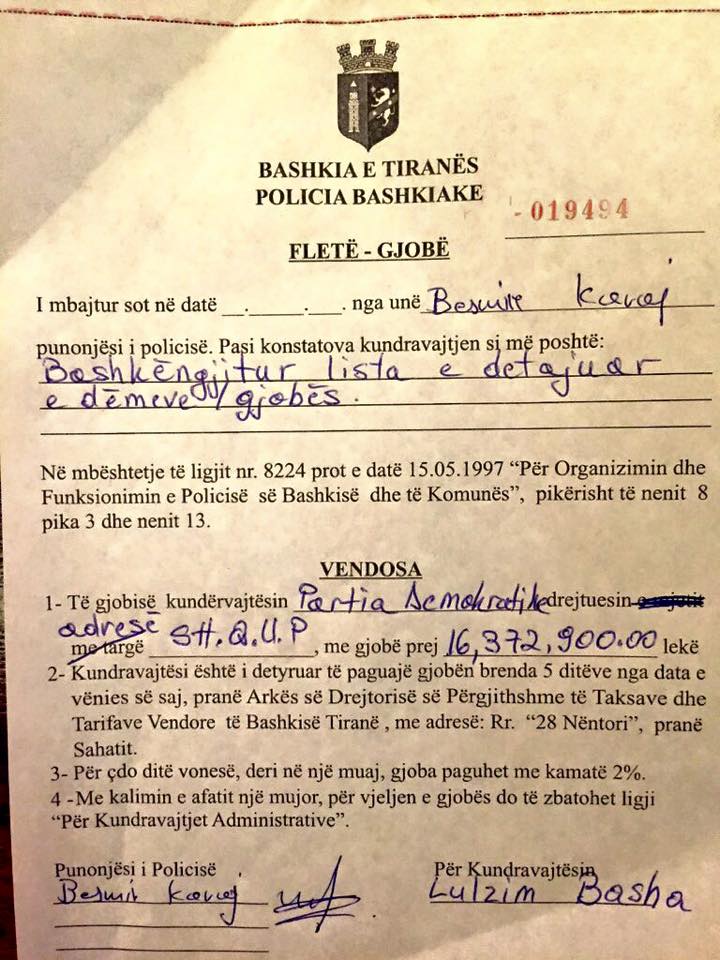 Erion Veliaj, 163 milionë lekë gjobë PD-së!