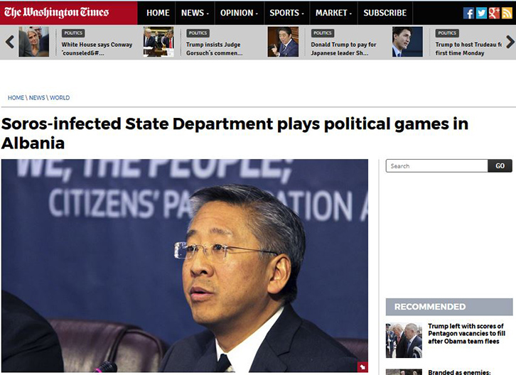 WASHINGTON TIME/ Soros – Lu, lojë të pisët politike në Shqipëri