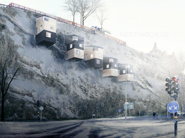 FOTO GALERI/ Ndërtohen shtëpi 50 metra katrorë në majë të shkëmbit
