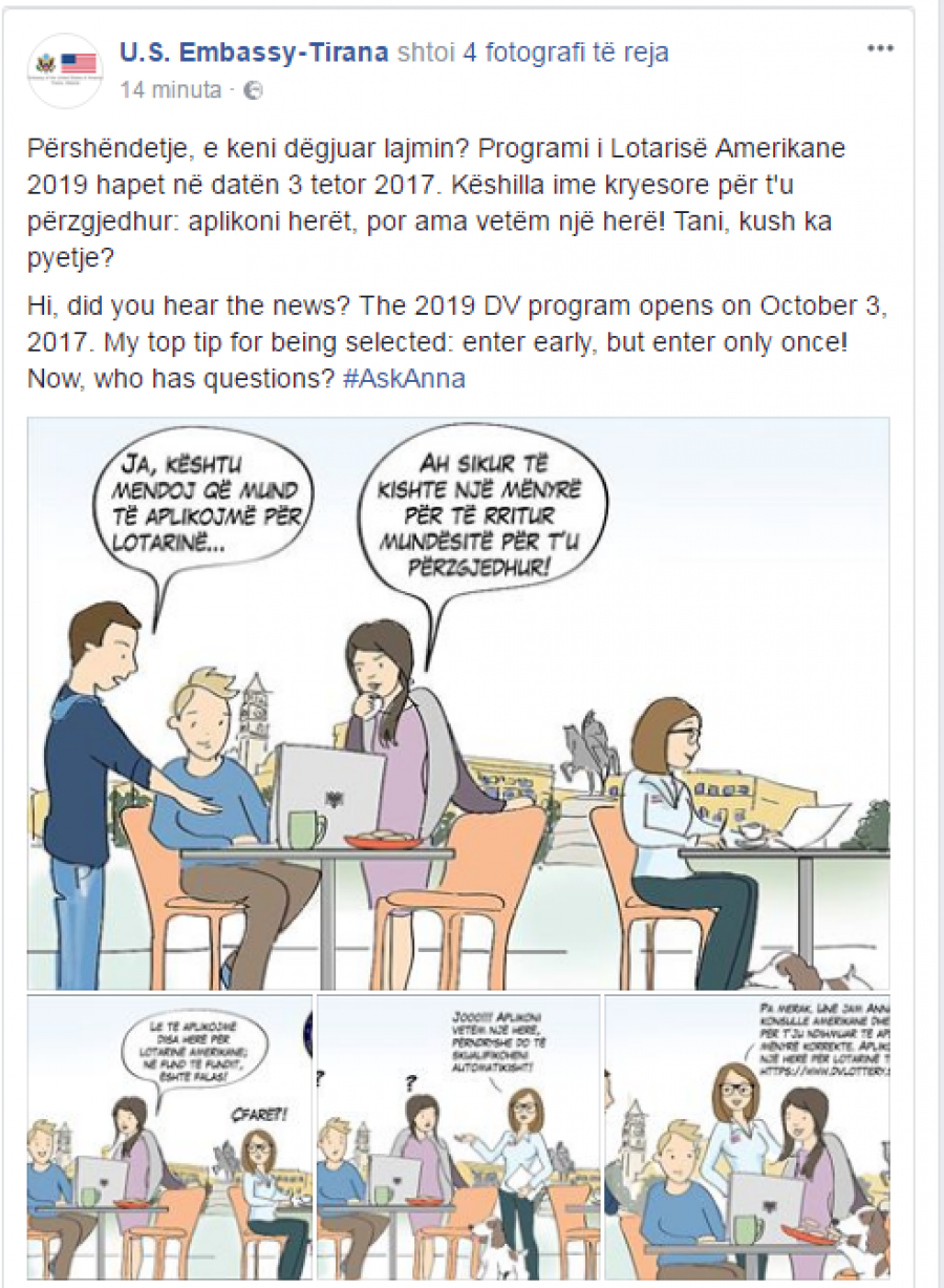 Ambasada lajmëron se kur hapet llotaria amerikane dhe çfarë duhet patur kujdes