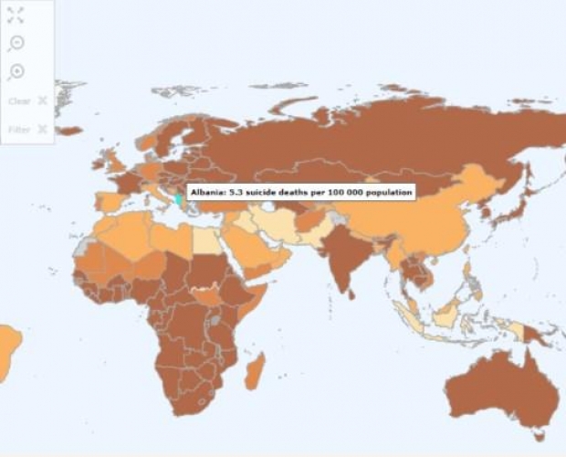 Harta globale e vetëvrasjeve, në Shqipëri tre herë më të larta se numri i vrasjeve