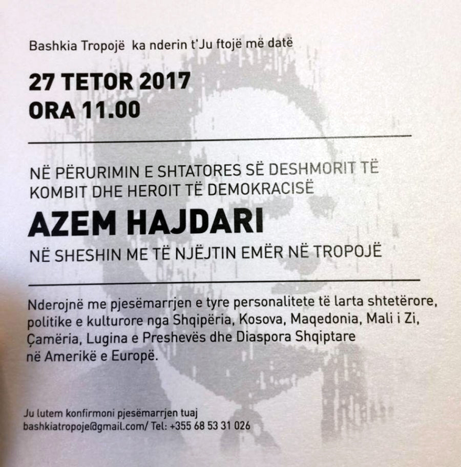 FOTO/ Tropojë, nesër përurohet shtatorja e Azem Hajdarit, ja kush do marrë pjesë