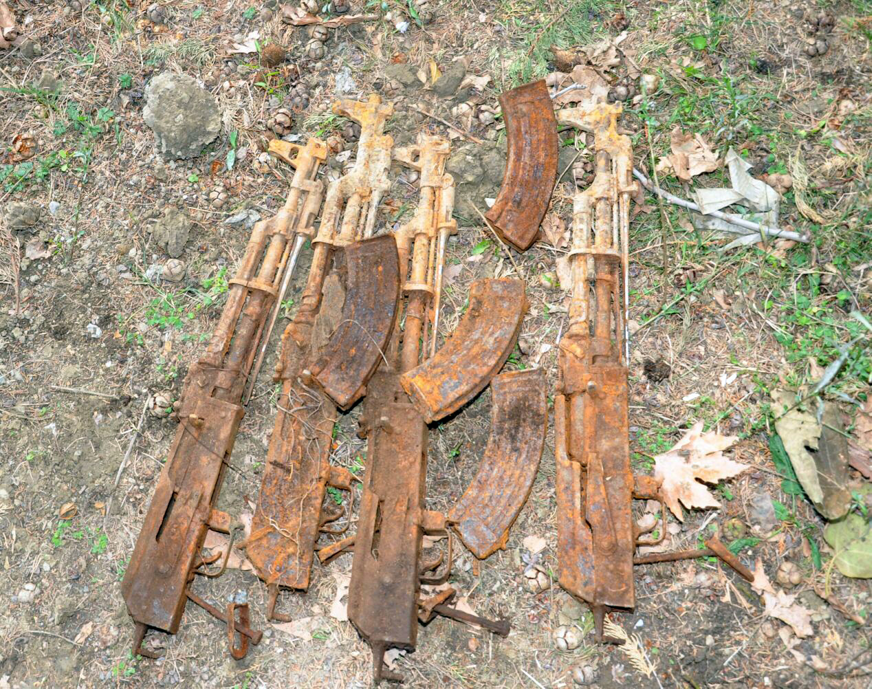 FOTO GALERI/ Elbasan, gjenden “të mbjella” në Parkun “Rinia”, 4 “Kallashnikovë”