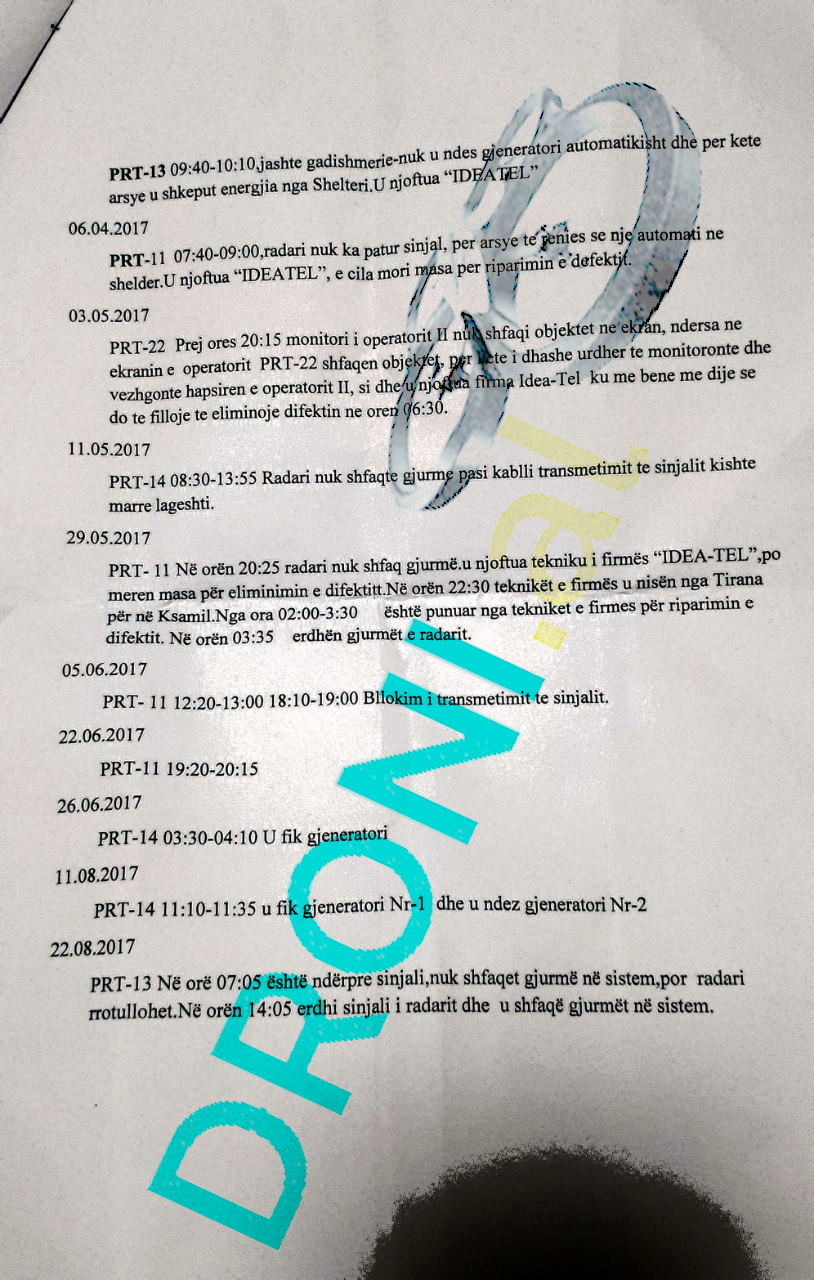 DOKUMENT EKSKLUZIV/ QNOD: Në 8 muajt e vitit 2017 radarët u fikën 18 herë