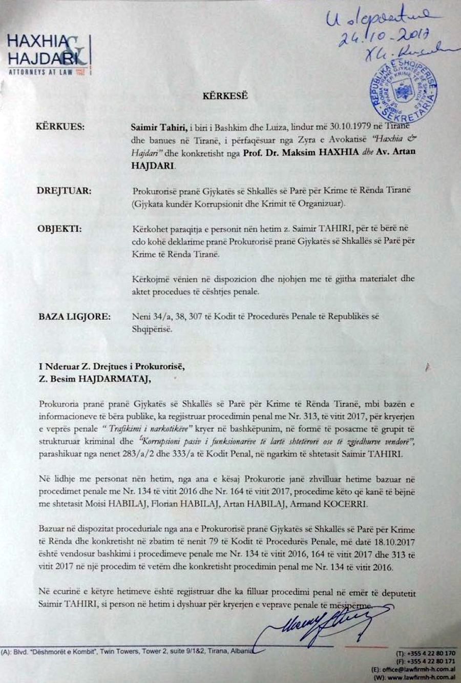 KËRKESA/ Saimir Tahiri fillon “spektaklin” –  Prokuroria kërkon arrestimin, por ja ç’i kërkon ai prokurorit