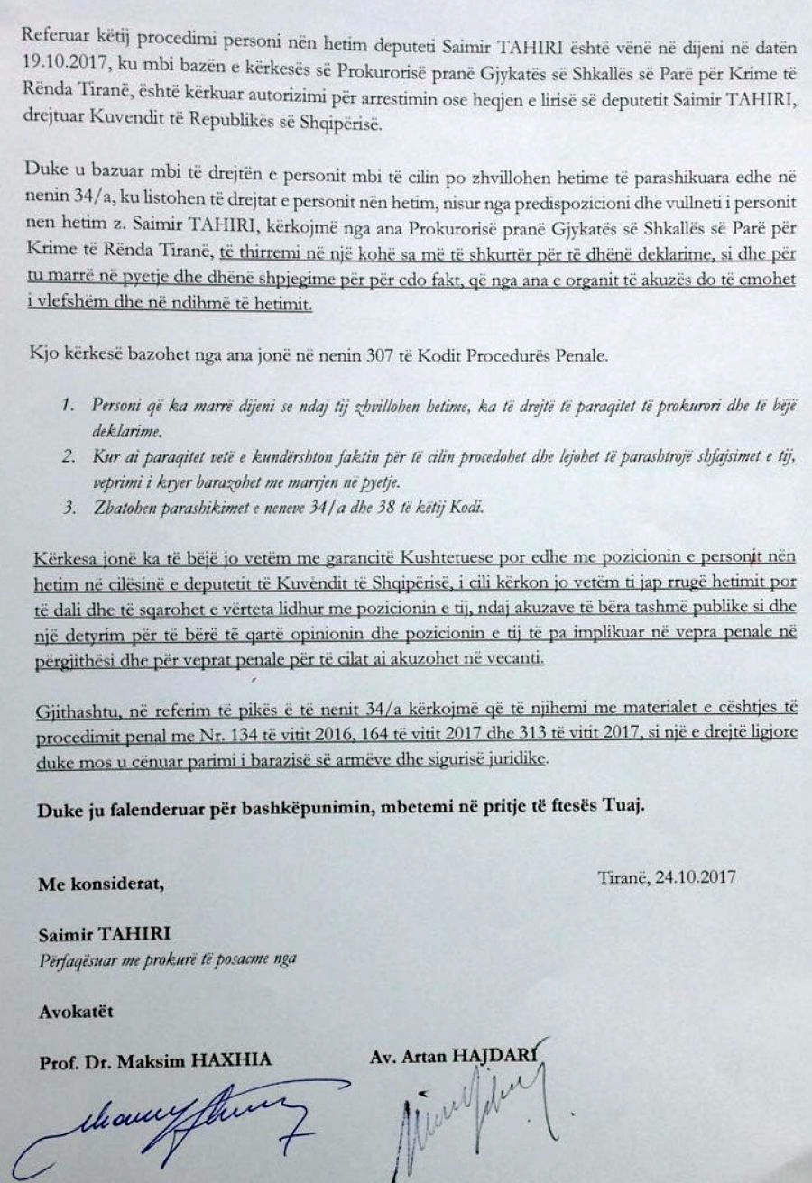 KËRKESA/ Saimir Tahiri fillon “spektaklin” –  Prokuroria kërkon arrestimin, por ja ç’i kërkon ai prokurorit