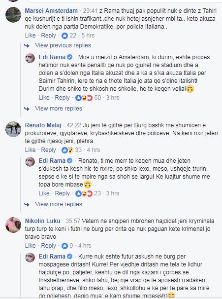 REPLIKAT/ “Dorëzo Tahirin!” – Edi Rama humbet vetëkontrollin u përvishet komentuesve në “Facebook”