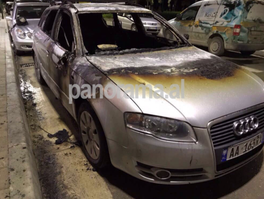 Audi-t të tiransit iu vu zjarri qëllimisht në Vlorë, policia heton konflikte të mundshme të kunatit të tij