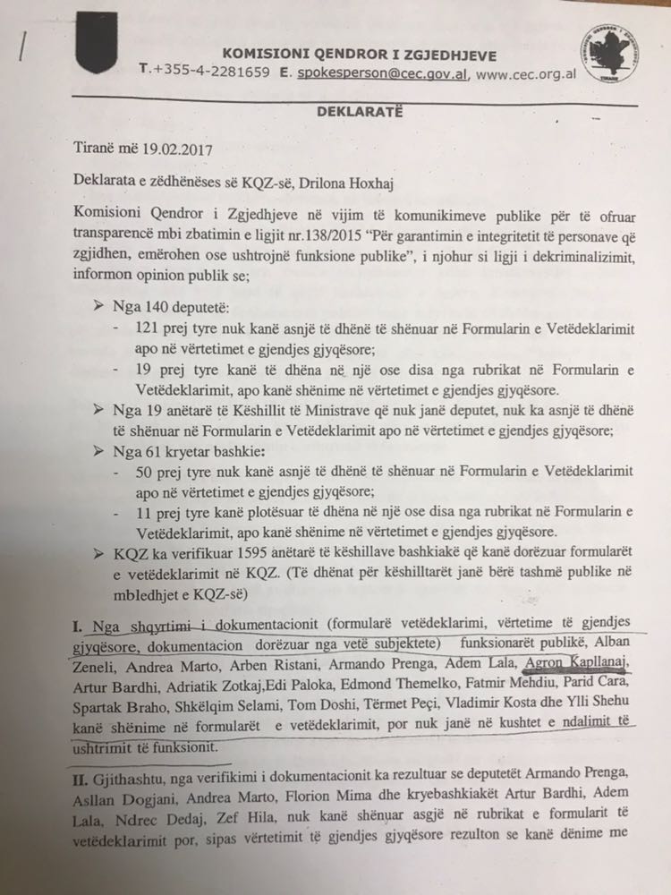 LETRA/ PS sërish blof me “shkarkimin” e Zgurit, KQZ e Denar Bibës ka “certifikuar” Agron Kapllanajn “të pastër”