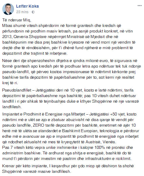 Ish-ministri i Mjedisit reagon ashpër kundër qeverisë: “Shqipëria, një varrezë masive landfillesh”
