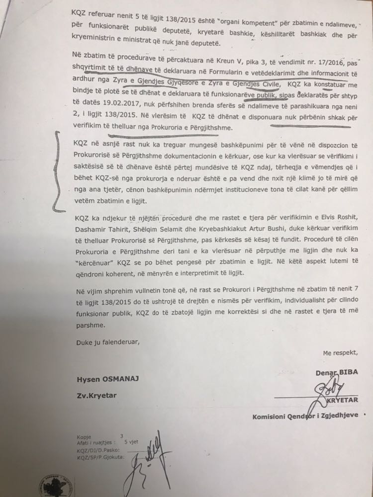 LETRA/ PS sërish blof me “shkarkimin” e Zgurit, KQZ e Denar Bibës ka “certifikuar” Agron Kapllanajn “të pastër”