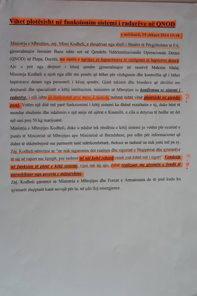 DOKUMENTET e “MIMI–LEAKS” / Zbulohen si u fikën radarët e ushtrisë…