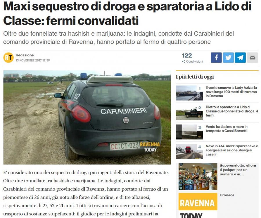 FOTO/ Ravena pushtohet nga droga shqiptare, grupet përplasen me armë, ja sa ton u sekuestruan