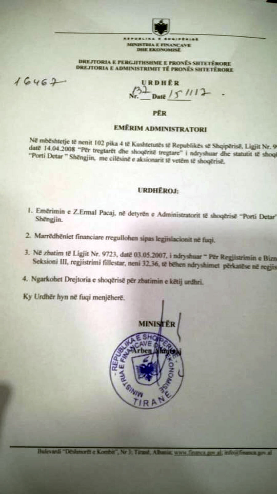 EMRI & FOTO/ Edi Rama emëron njeriun e Arben Ndokës si drejtor porti në Shëngjin