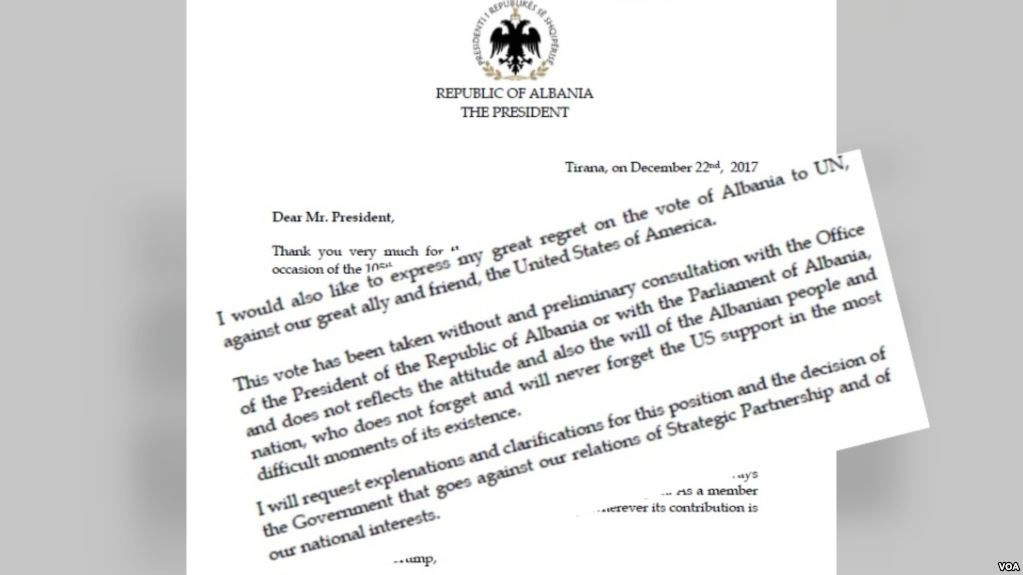 Ilir Meta letër Donald Trump: Keqardhje për votën e Shqipërisë