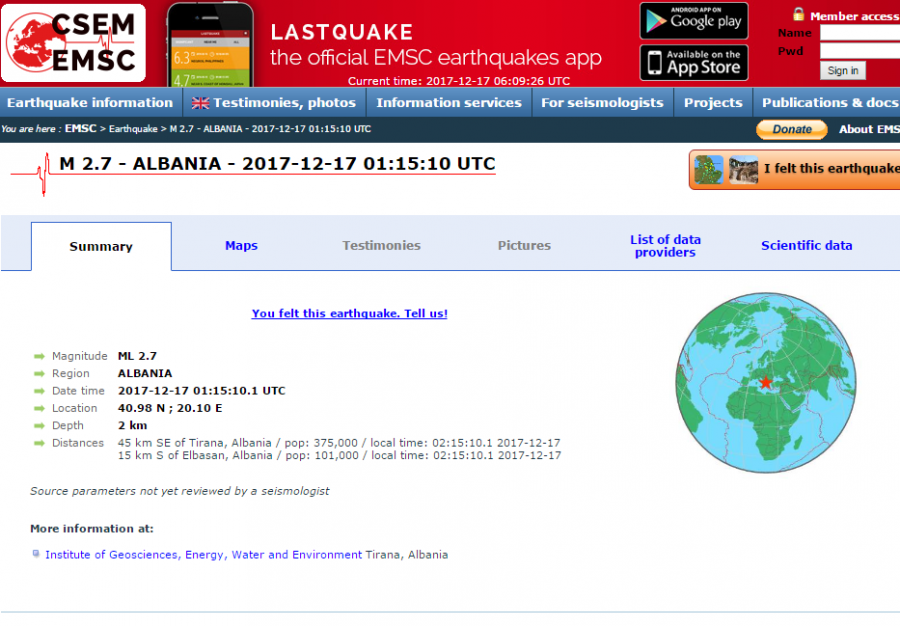HARTA/ A e ndjeu kush? … Një tërmet ra në Tiranë pas mesnate