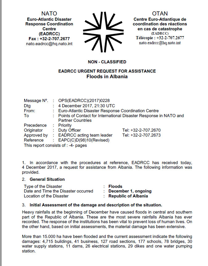 DOKUMENTI/ FA kërkesë për ndihmë NATO-s: Na duhen edhe pelena dhe ushqim për kafshë