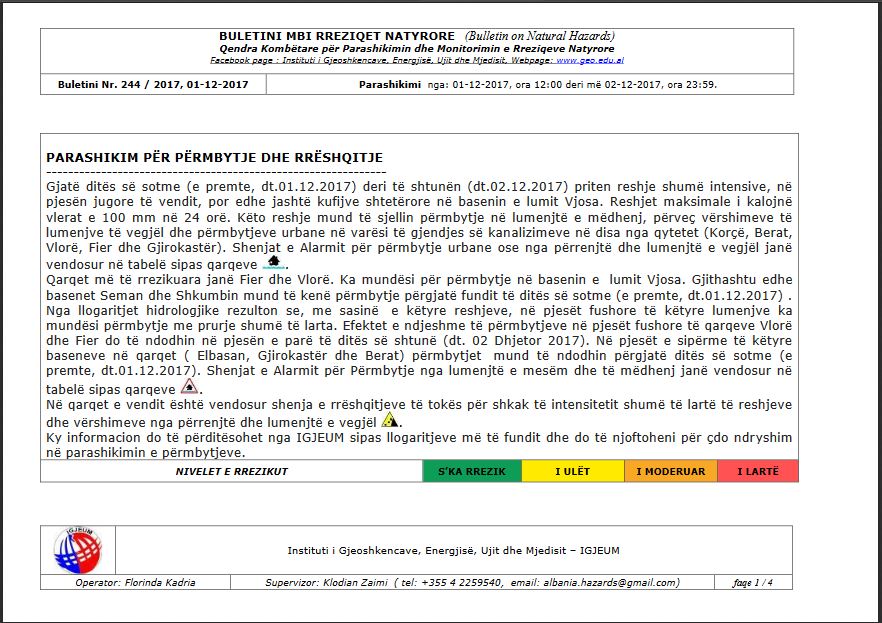 ALARMI & TABELAT/ Meteorologët: Reshjet e shiut do të shtohen, do të zgjerohet harta e përmbytjeve