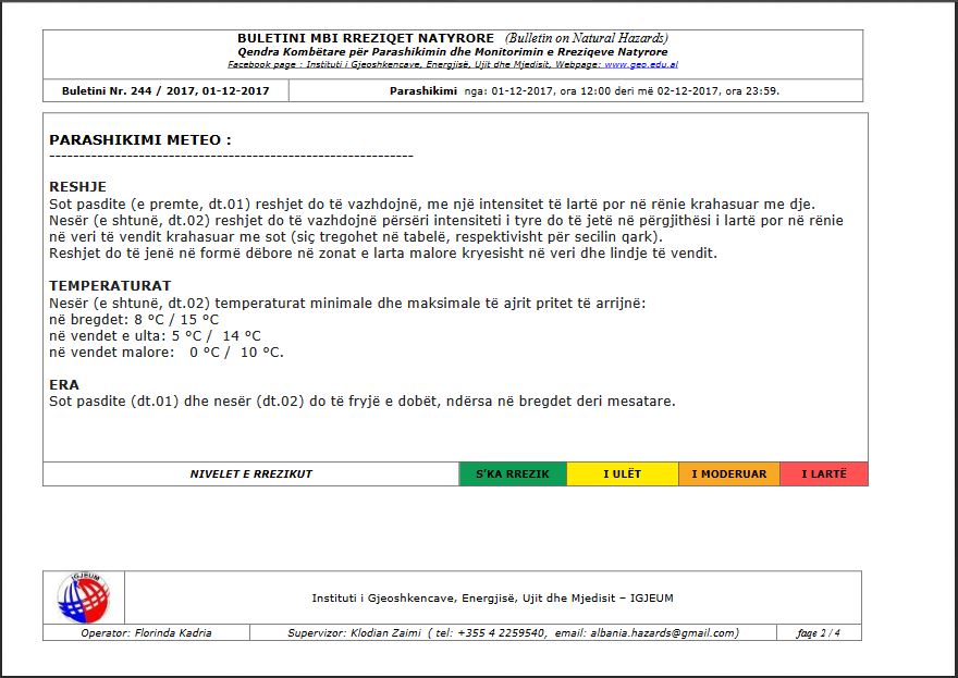 ALARMI & TABELAT/ Meteorologët: Reshjet e shiut do të shtohen, do të zgjerohet harta e përmbytjeve