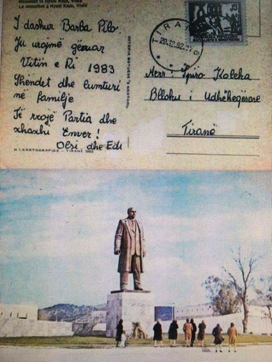 FOTO/ “Rroftë xhaxhi Enver”, ja kartolina që Edi dhe Olsi Rama i dërgonin në 1982 Spiro Kolekës