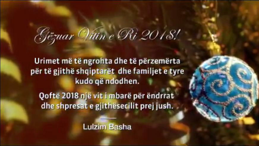 VIDEO KARTOLINA/ Basha: Gëzuar Vitin e Ri 2018!