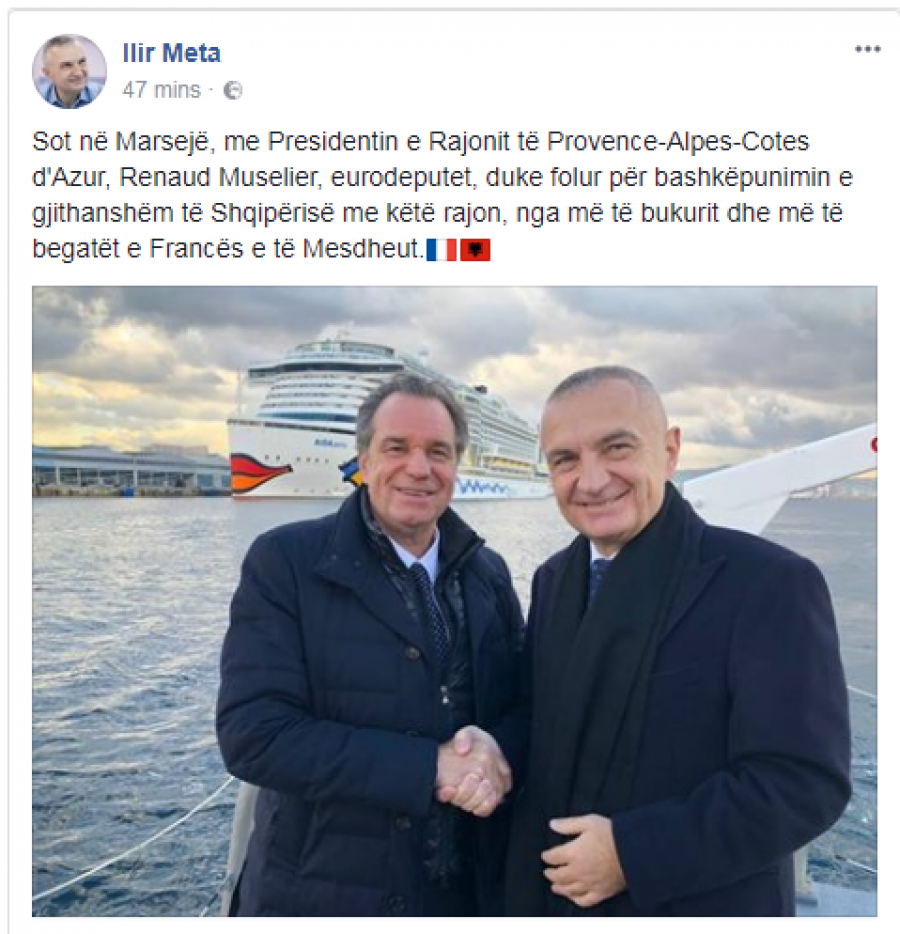 FOTO/ Meta takon në Marsejë eurodeputetin Renaud Muselier: Bashkëpunim të gjithanshëm