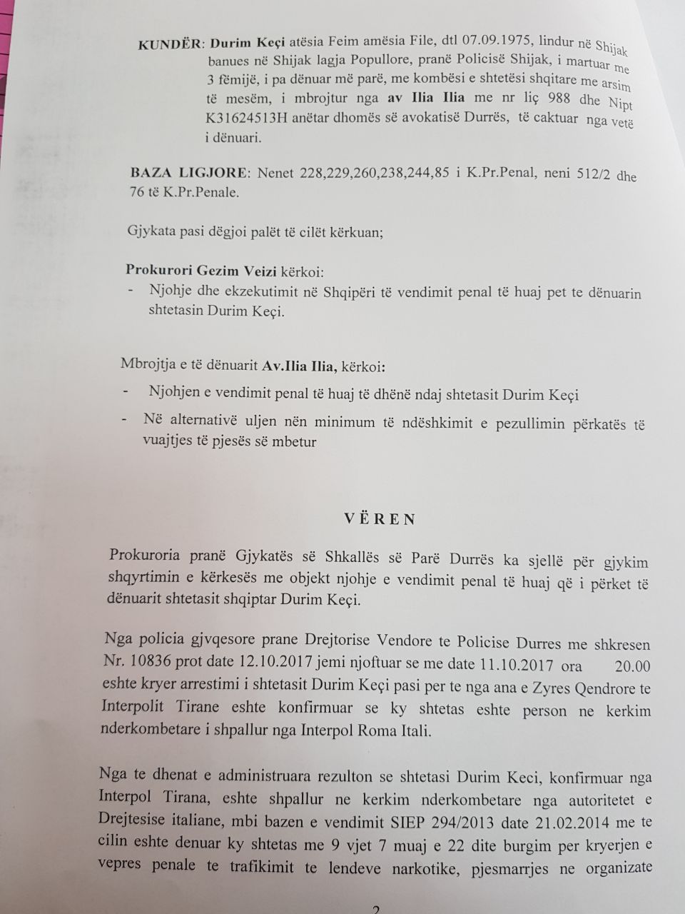 DOKUMENTI/ Si u lirua i “forti” i Shijakut Durim Keçi, Prokuroria nuk ankimoi vendimin