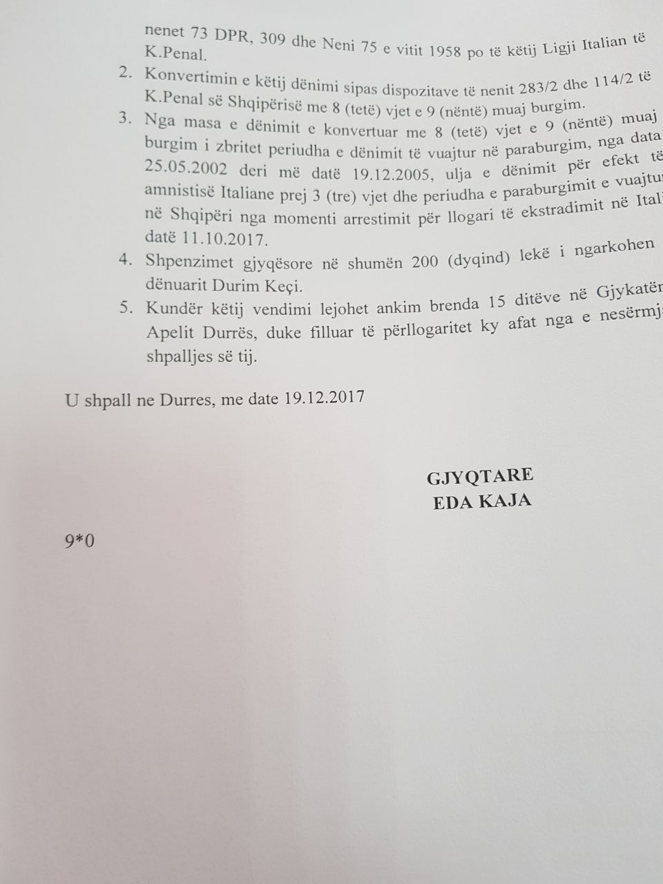 DOKUMENTI/ Si u lirua i “forti” i Shijakut Durim Keçi, Prokuroria nuk ankimoi vendimin