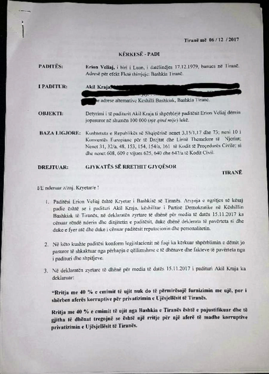 AS PARË AS DËGJUAR/ Erion Veliaj e bën edhe këtë, padit këshilltarin e PD: Mu turbullua gjendja shpirtërore…