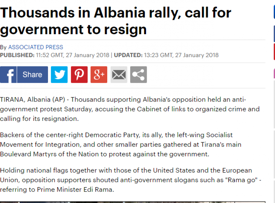 FOTO GALERI/ Protesta e opozitës jehonë në mediat ndërkombëtare: Në Shqipëri kërkohet rrëzimi i qeverisë