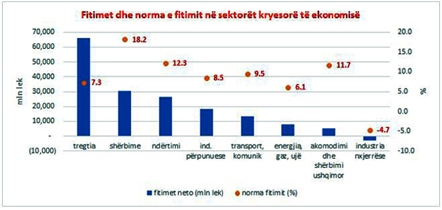 GRAFIKËT/ Sektorët më fitimprurës, si ndahet torta e fitimeve në ekonominë shqiptare