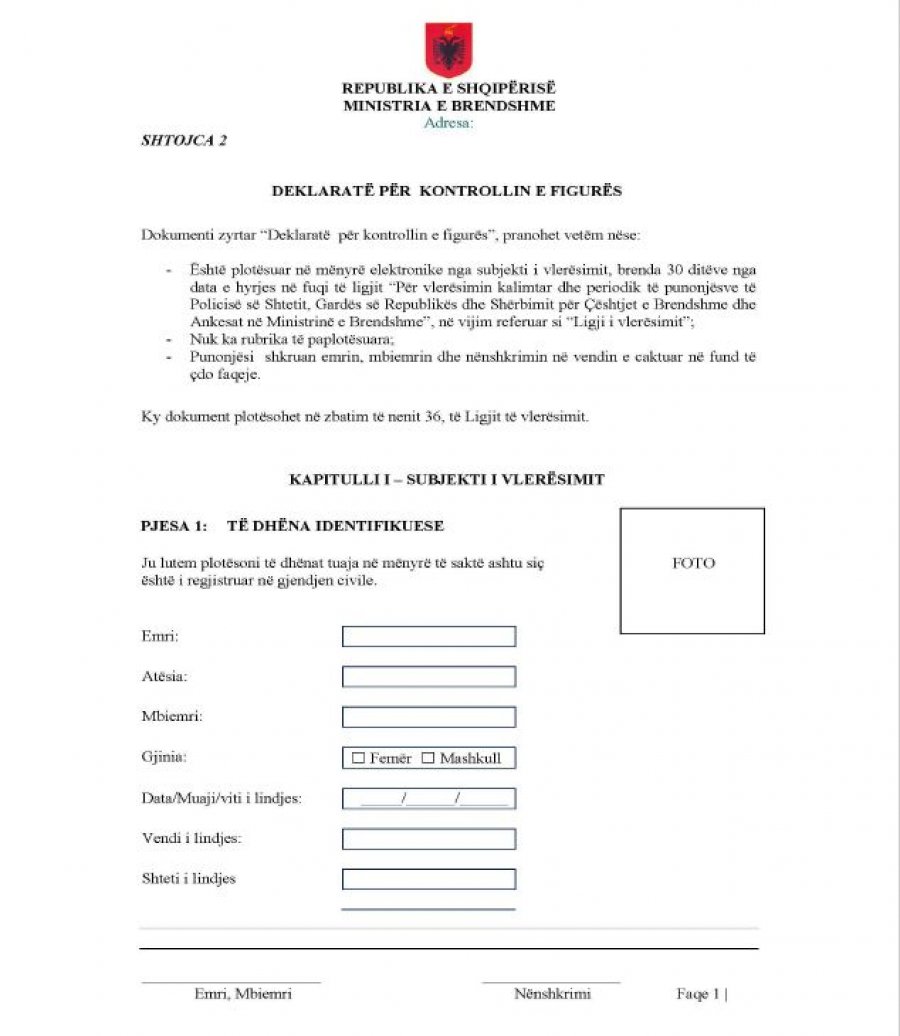 FORMULARI/ Pyetësori ndaj policëve për Vetting-un, vetëm për të dashurat/it nuk i pyesin