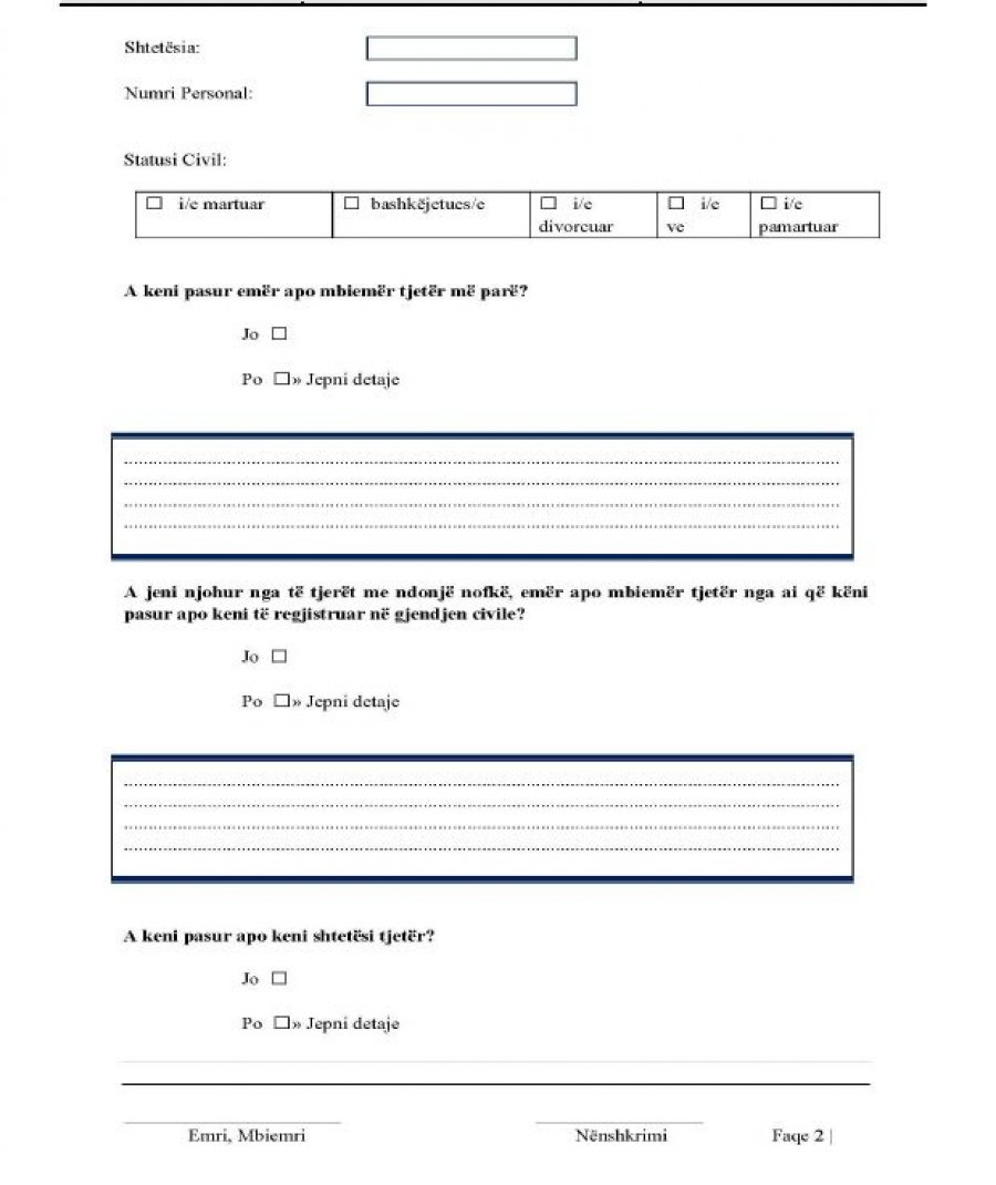 FORMULARI/ Pyetësori ndaj policëve për Vetting-un, vetëm për të dashurat/it nuk i pyesin