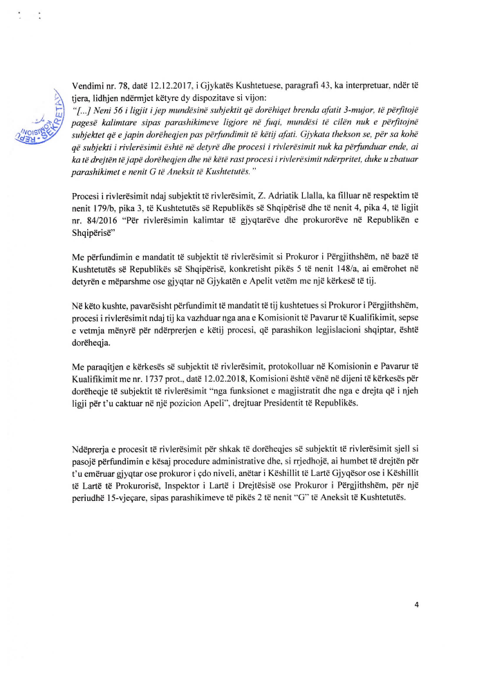 EMRI & FOTO/ Zyrtarizohet vendimi, ndërpritet Vetting-u për ish-kryeprokurorin Adriatik Llalla