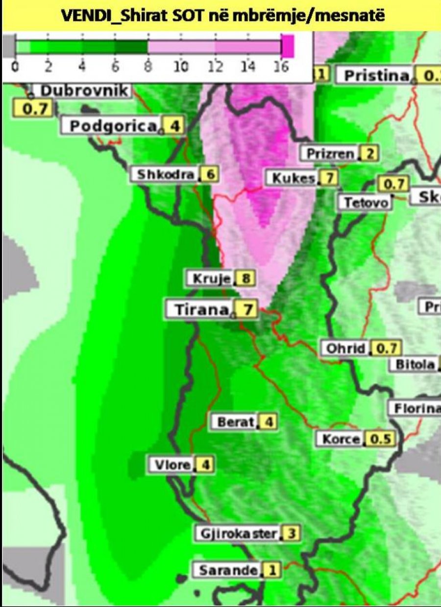 HARTA/ Parashikimi, sot e nesër shi dhe erëra të forta, ja çfarë pritet javën tjetër