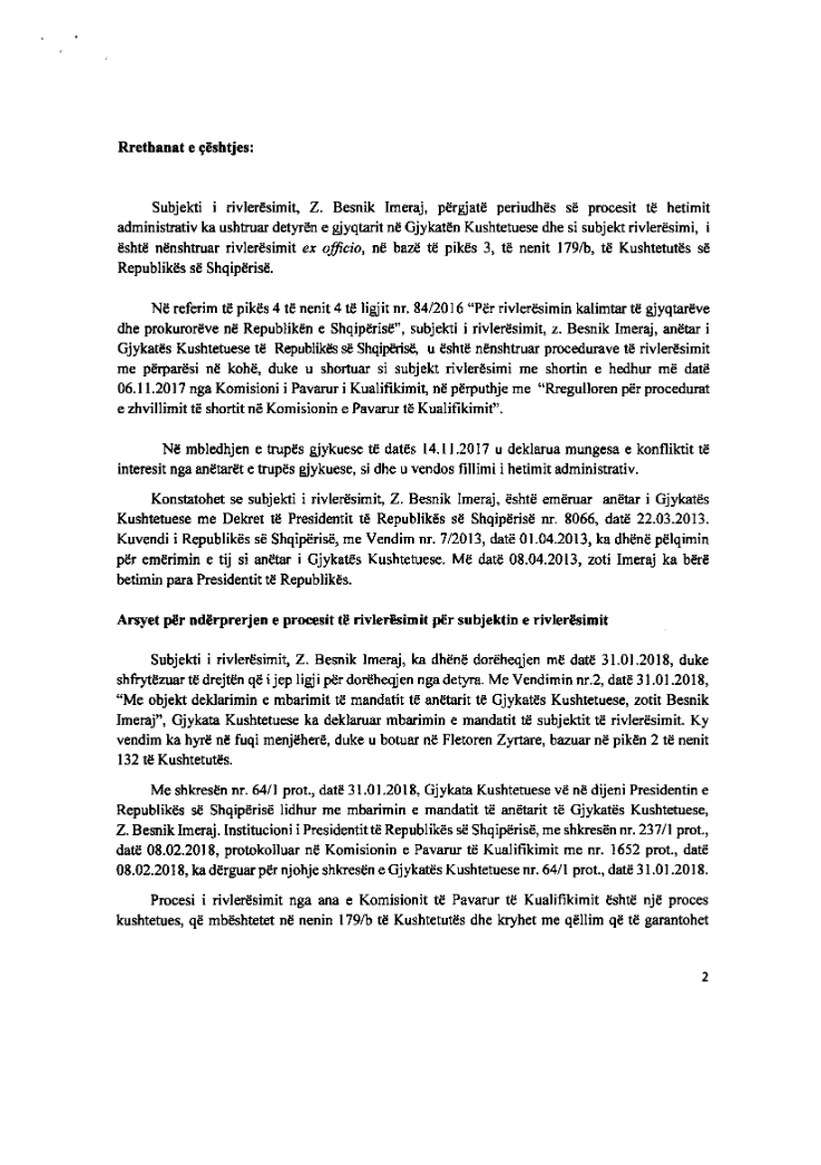 EMRI & FOTO/ Zyrtarizohet vendimi, ndërpritet Vetting-u për ish-anëtarin Gjykatës Kushtetuese