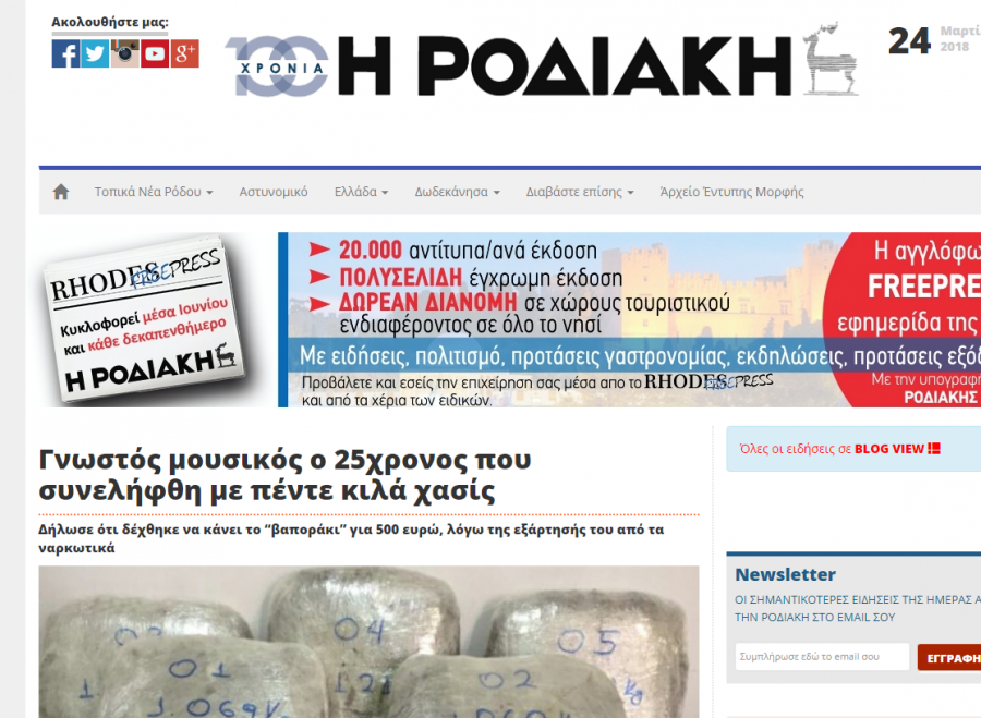 Muzikanti i njohur shqiptar kapet me drogë në Greqi