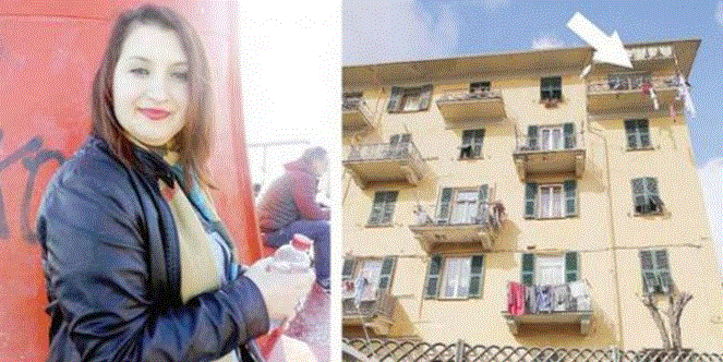 Kjo grua ra nga ballkoni në një pallat në Itali