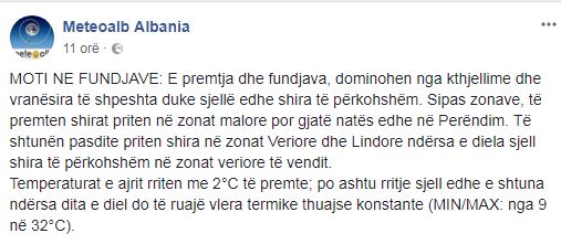 MOTI/ Fundjava me temperatura të larta, por edhe me…