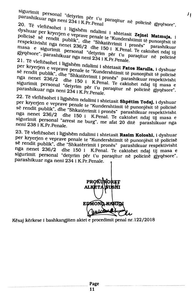 SKANDAL & DOKUMENT/ Prokuroria falsifikon aktet e arrestimeve dhe pyetjes së protestuesve të Rrugës së Kombit