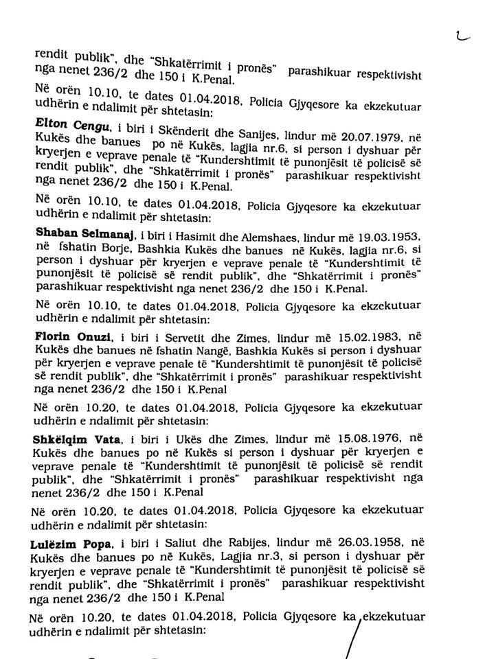 SKANDAL & DOKUMENT/ Prokuroria falsifikon aktet e arrestimeve dhe pyetjes së protestuesve të Rrugës së Kombit