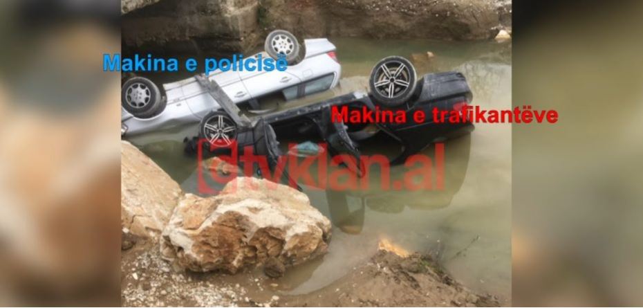 VIDEO/ Delvinë, në ndjekje të makinës së trafikantëve, policia përfundon bashkë me ata në lumë