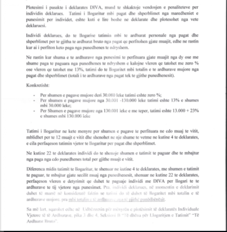 SHKRESA DHE INTERPRETIMI/ Rritet tatimi mbi të ardhurat për të dypunësuarit