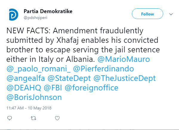 PD/ Dosja “Xhafaj” “fluturon” te kryeministrat e BE, FBI dhe DEA: Vëllai i ministrit i dënuar për trafik droge